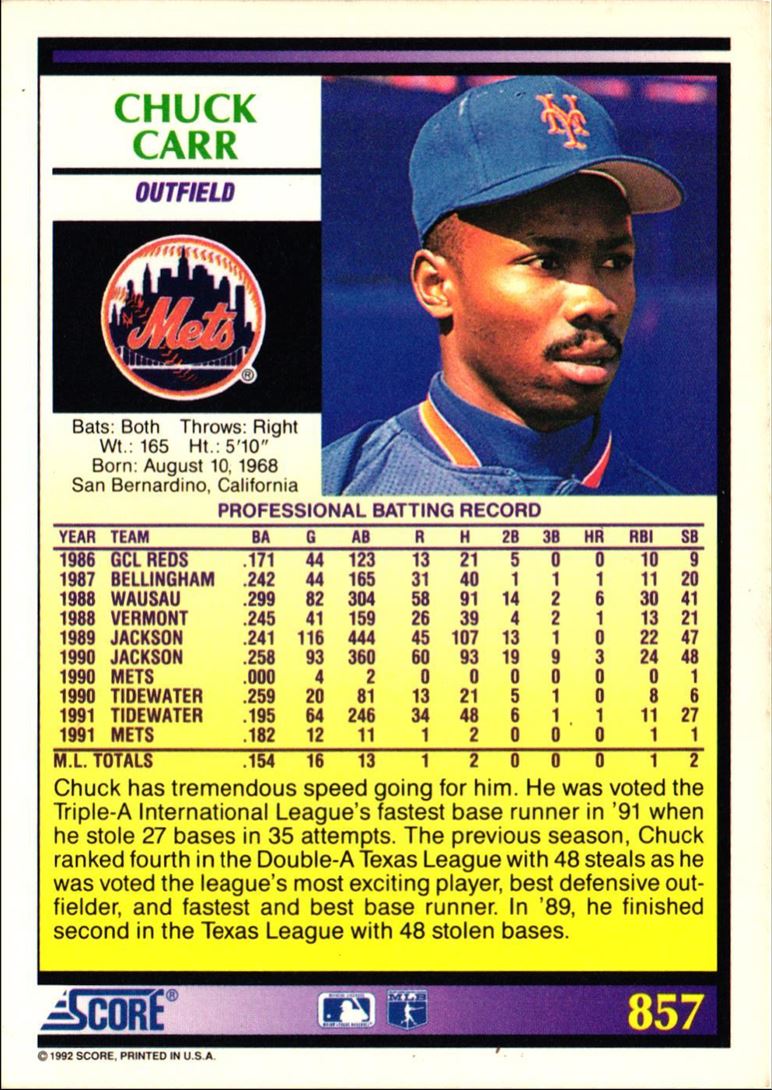1992 Score Chuck Carr