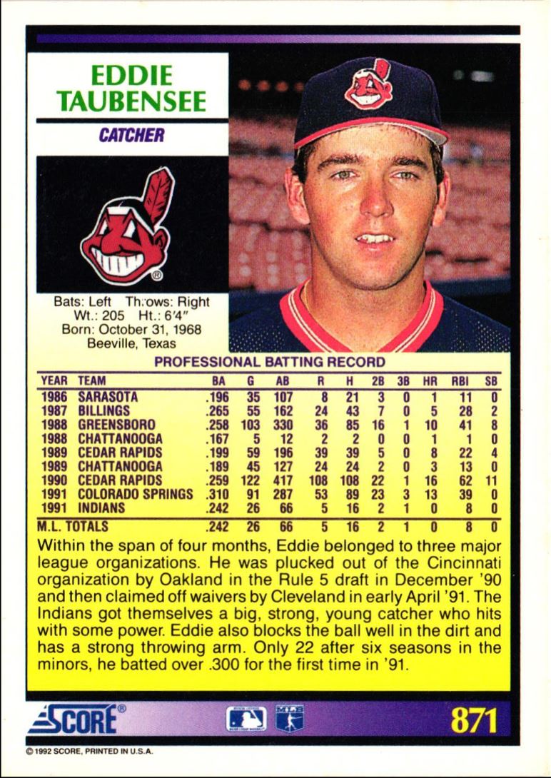 1992 Score Eddie Taubensee
