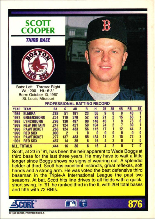 1992 Score Scott Cooper