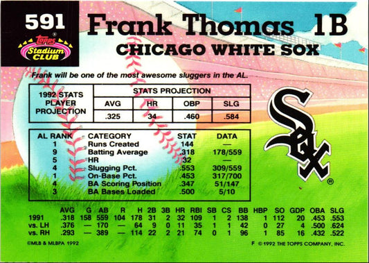 1992 Stadium Club Frank Thomas