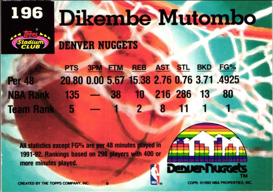 1992 Stadium Club Members Only Dikembe Mutombo