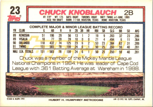 1992 Topps Chuck Knoblauch