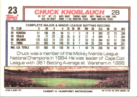 1992 Topps Chuck Knoblauch