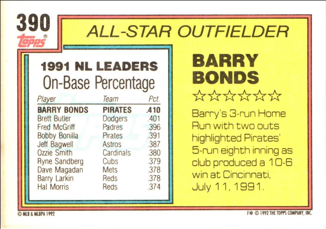 1992 Topps Barry Bonds