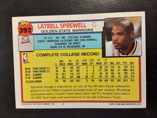 1992 Topps Latrell Sprewell