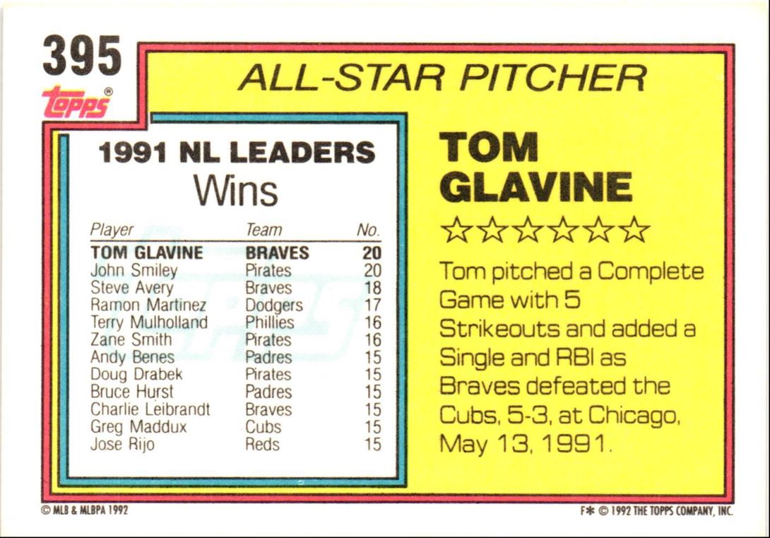 1992 Topps Tom Glavine