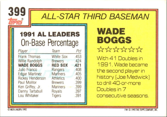 1992 Topps Wade Boggs