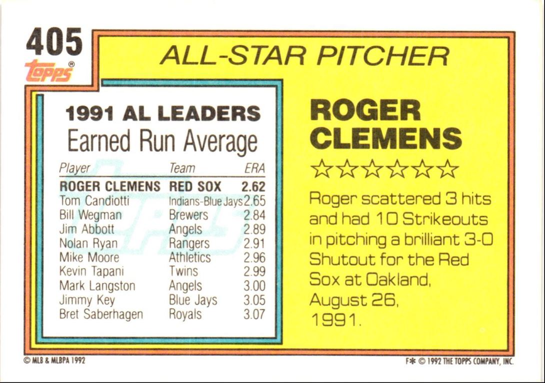 1992 Topps Roger Clemens