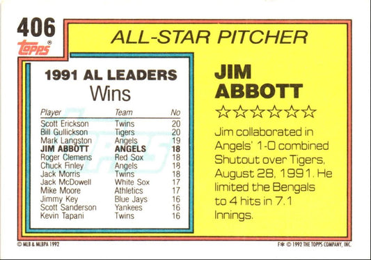 1992 Topps Jim Abbott