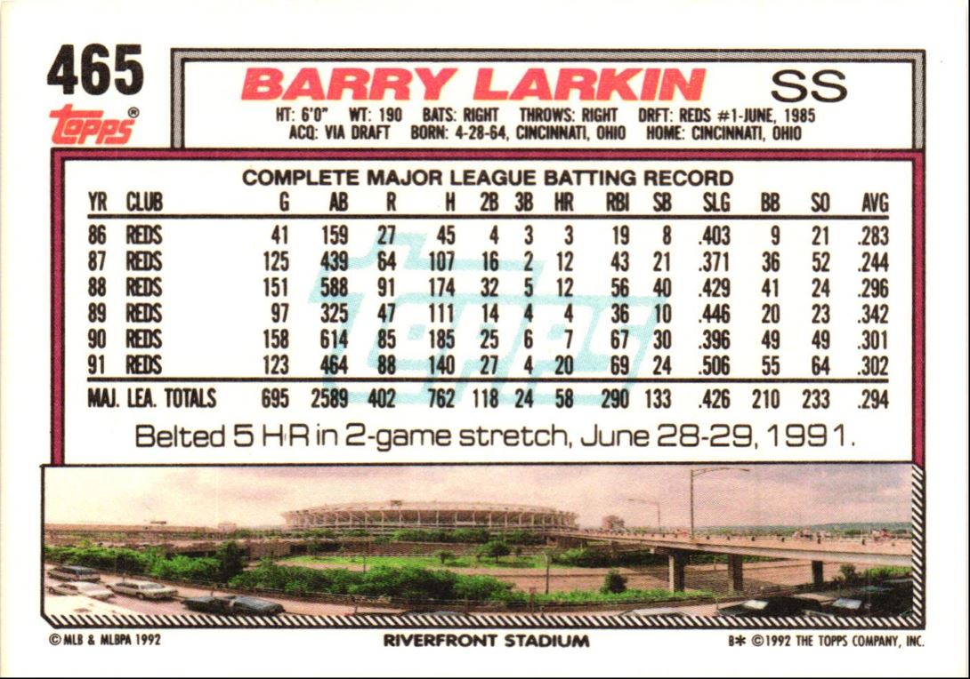 1992 Topps Barry Larkin