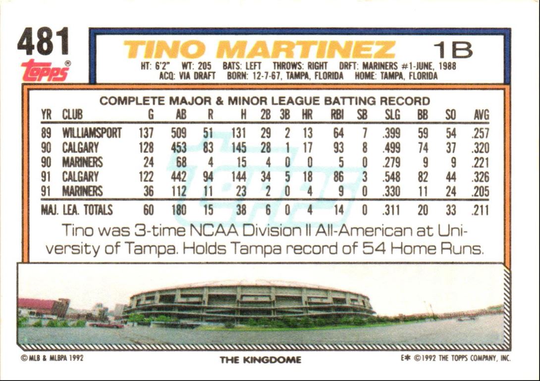 1992 Topps Tino Martinez