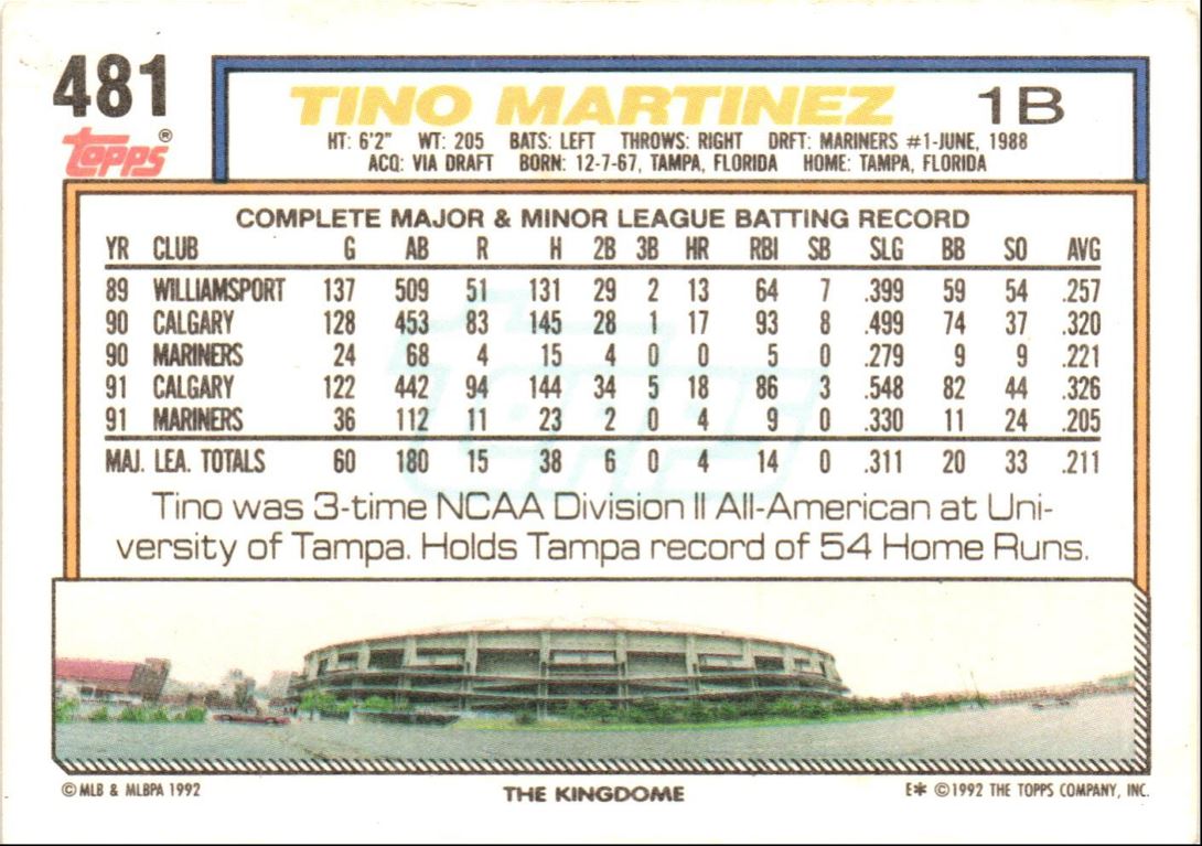 1992 Topps Tino Martinez