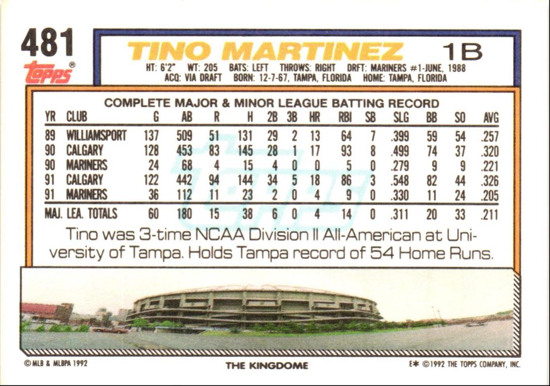 1992 Topps Tino Martinez