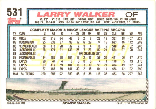 1992 Topps Larry Walker