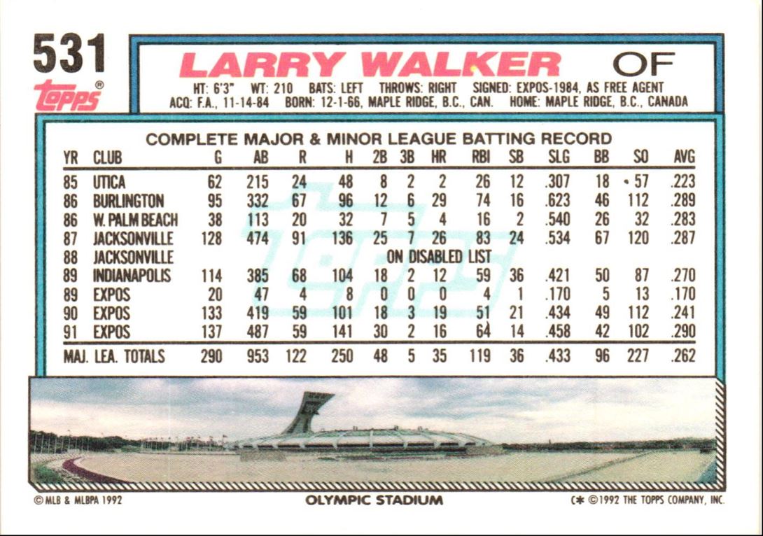 1992 Topps Larry Walker