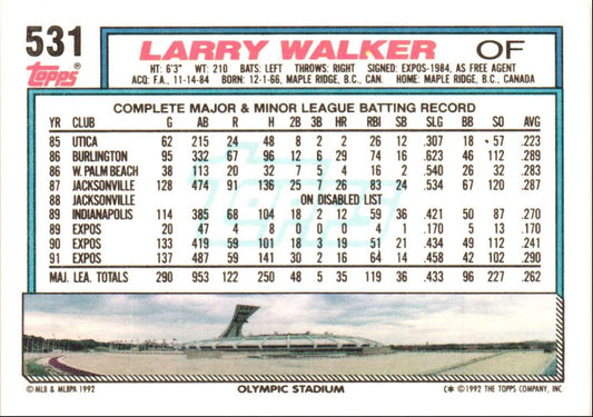 1992 Topps Larry Walker