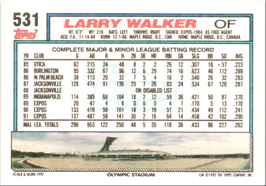 1992 Topps Larry Walker