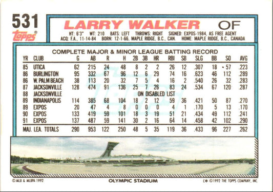 1992 Topps Larry Walker