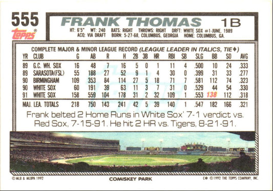 1992 Topps Frank Thomas