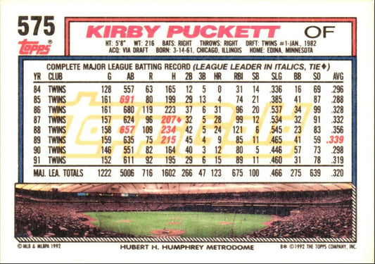 1992 Topps Kirby Puckett