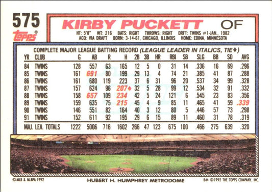 1992 Topps Kirby Puckett