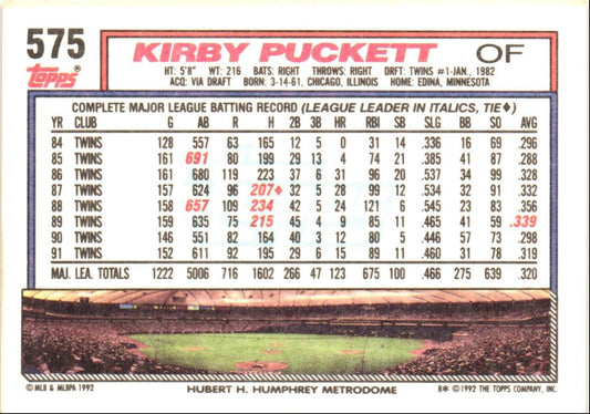 1992 Topps Kirby Puckett