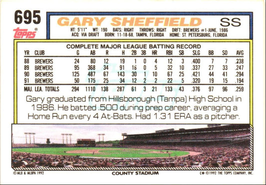 1992 Topps Gary Sheffield