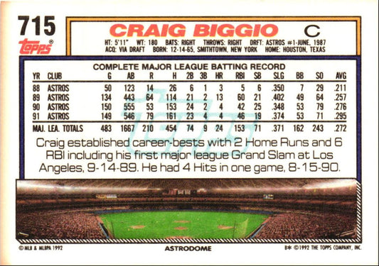 1992 Topps Craig Biggio