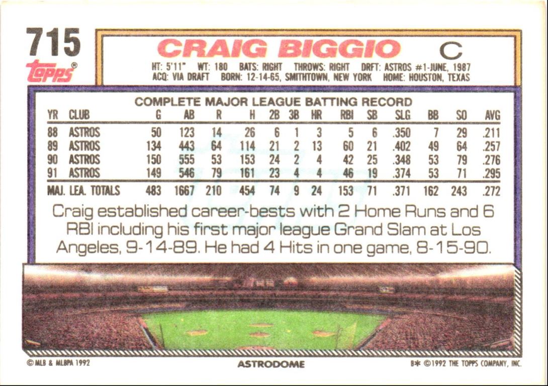 1992 Topps Craig Biggio