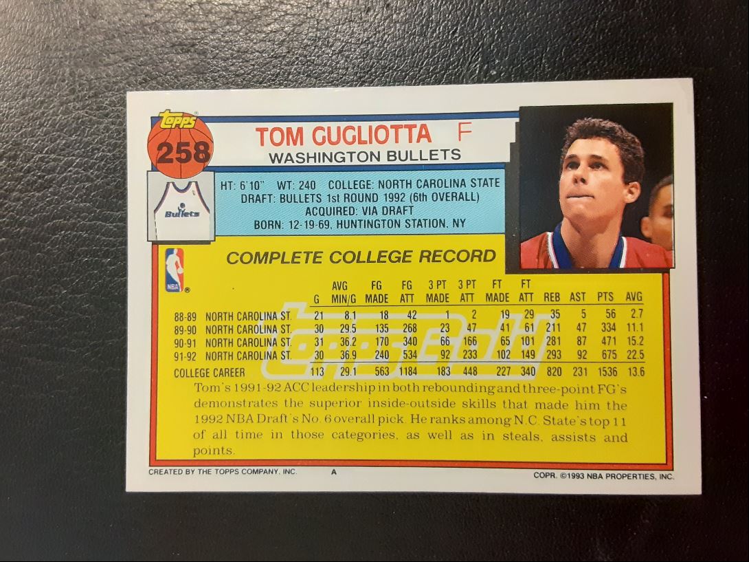 1992 Topps Gold Tom Gugliotta