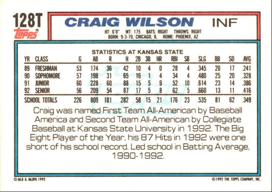 1992 Topps Traded Craig Wilson