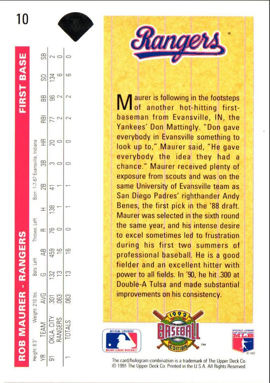 1992 Upper Deck Rob Maurer