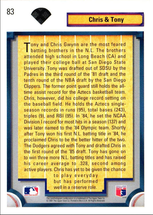 1992 Upper Deck Chris Gwynn/Tony Gwynn