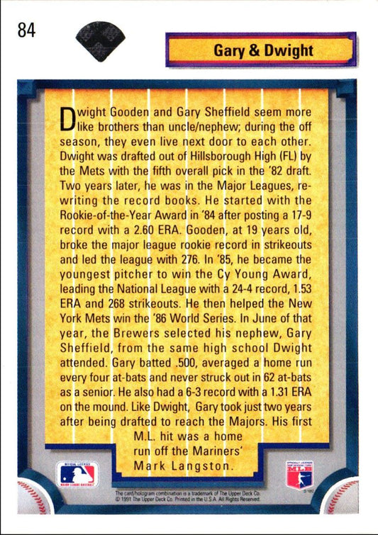 1992 Upper Deck Dwight Gooden/Gary Sheffield