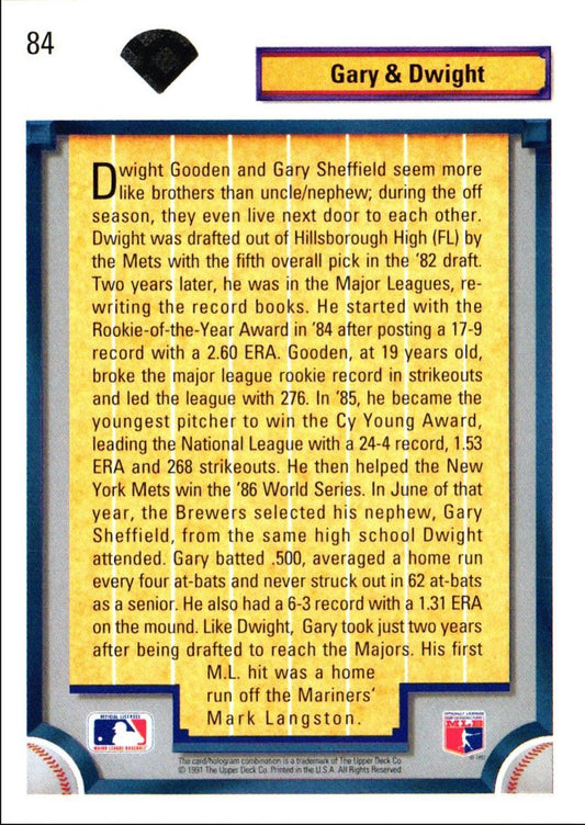 1992 Upper Deck Dwight Gooden/Gary Sheffield