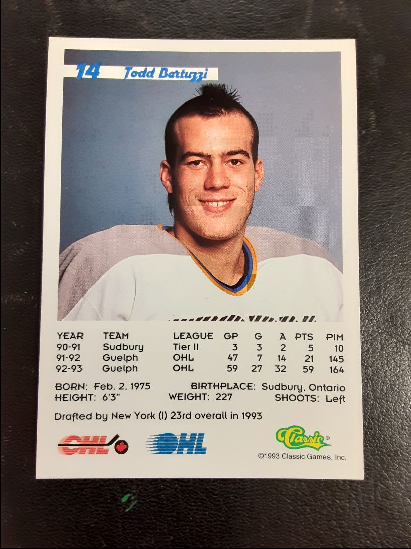 1993 Classic '93 Hockey Draft Todd Bertuzzi