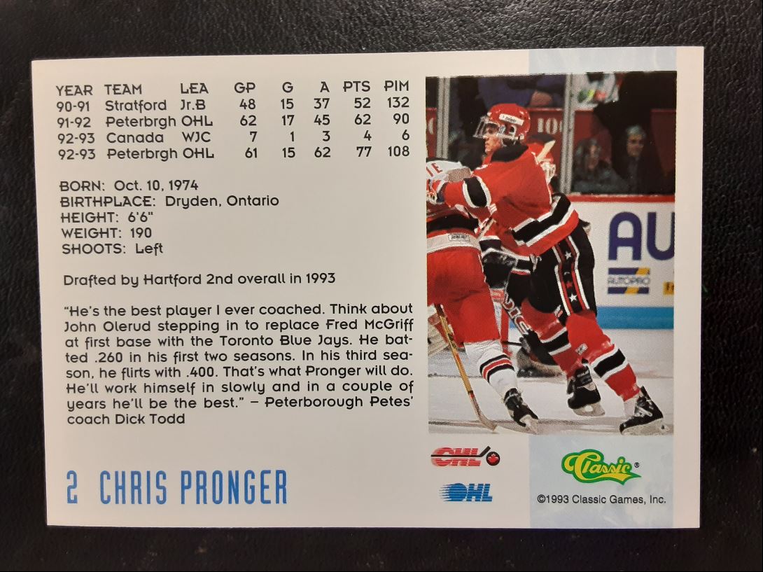 1993 Classic '93 Hockey Draft Chris Pronger