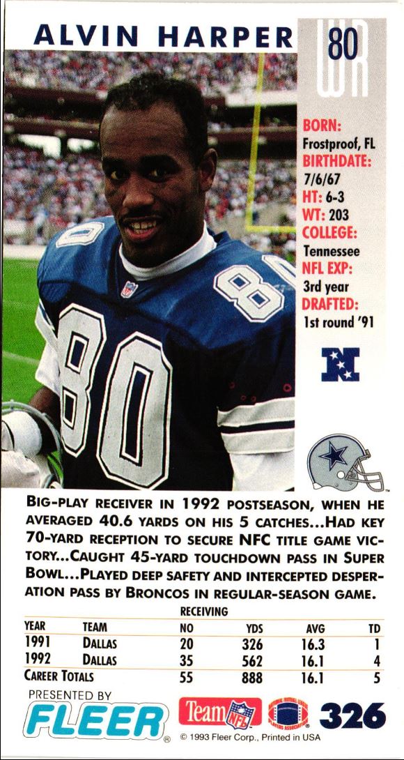 1993 GameDay Alvin Harper