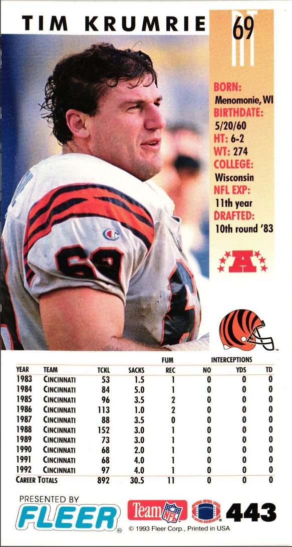 1993 GameDay Tim Krumrie