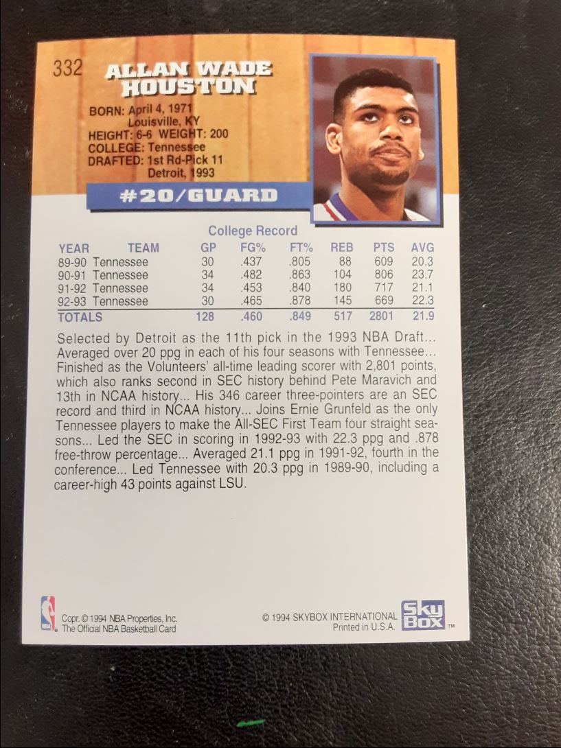 1993 Hoops Allan Houston