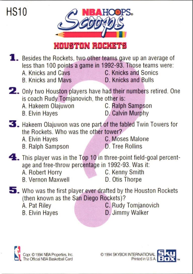 1993 Hoops Scoops Hakeem Olajuwon