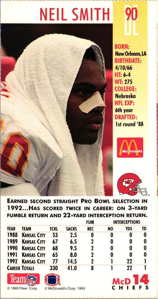 1993 McDonald's GameDay Kansas City Chiefs Neal Smith