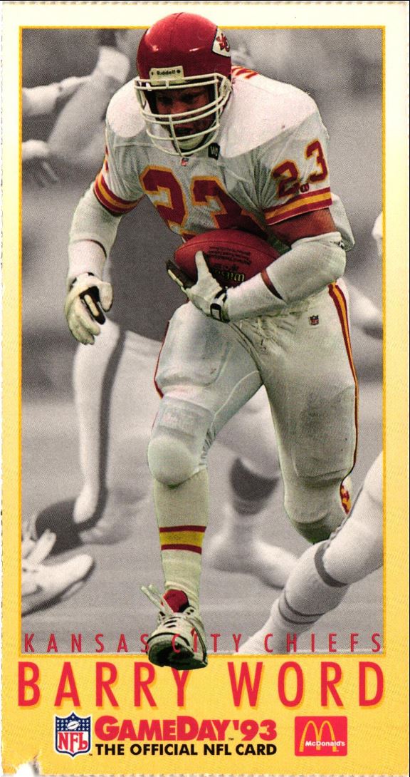 1993 McDonald's GameDay Kansas City Chiefs Barry Word