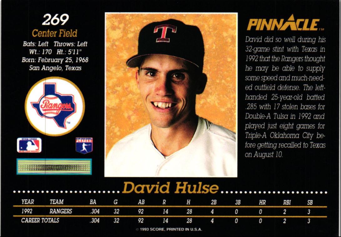 1993 Pinnacle David Hulse