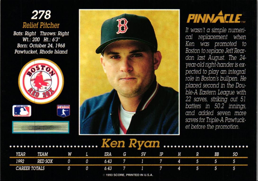 1993 Pinnacle Ken Ryan