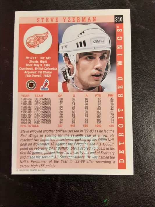 1993 Score Canadian Steve Yzerman