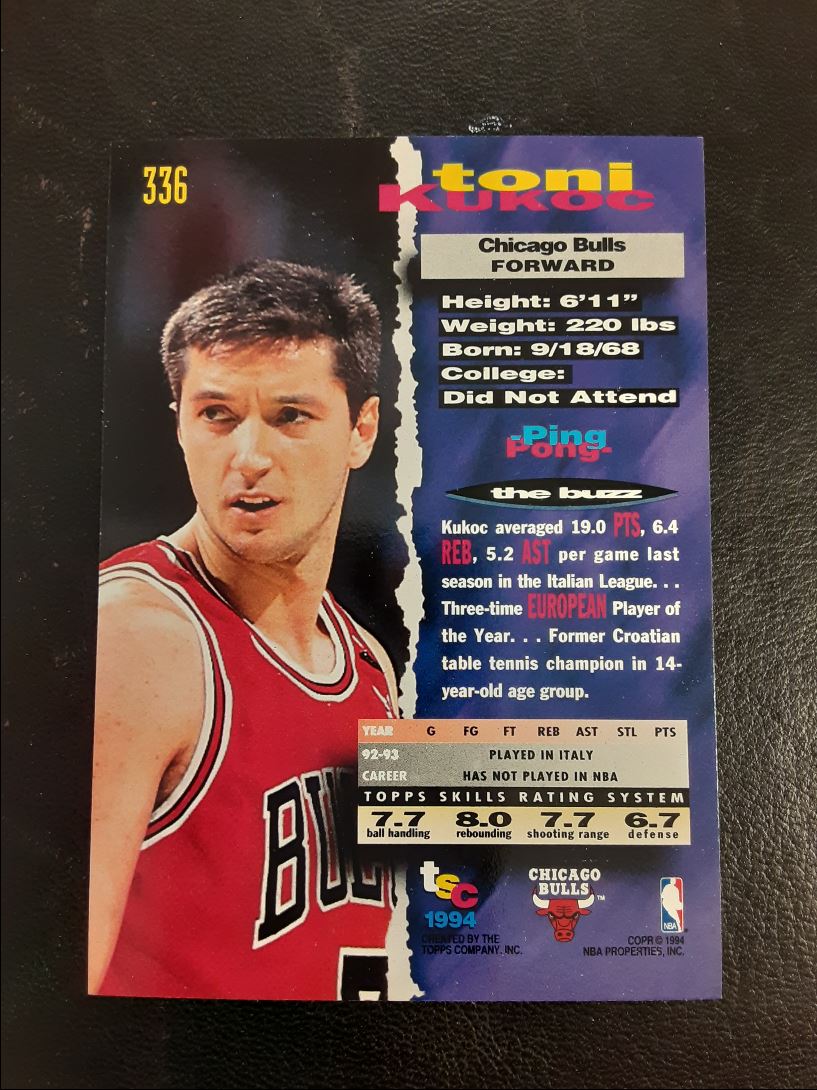 1993 Stadium Club Toni Kukoc