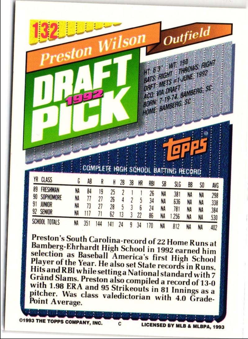 1993 Topps Preston Wilson