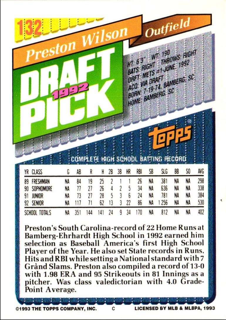 1993 Topps Preston Wilson