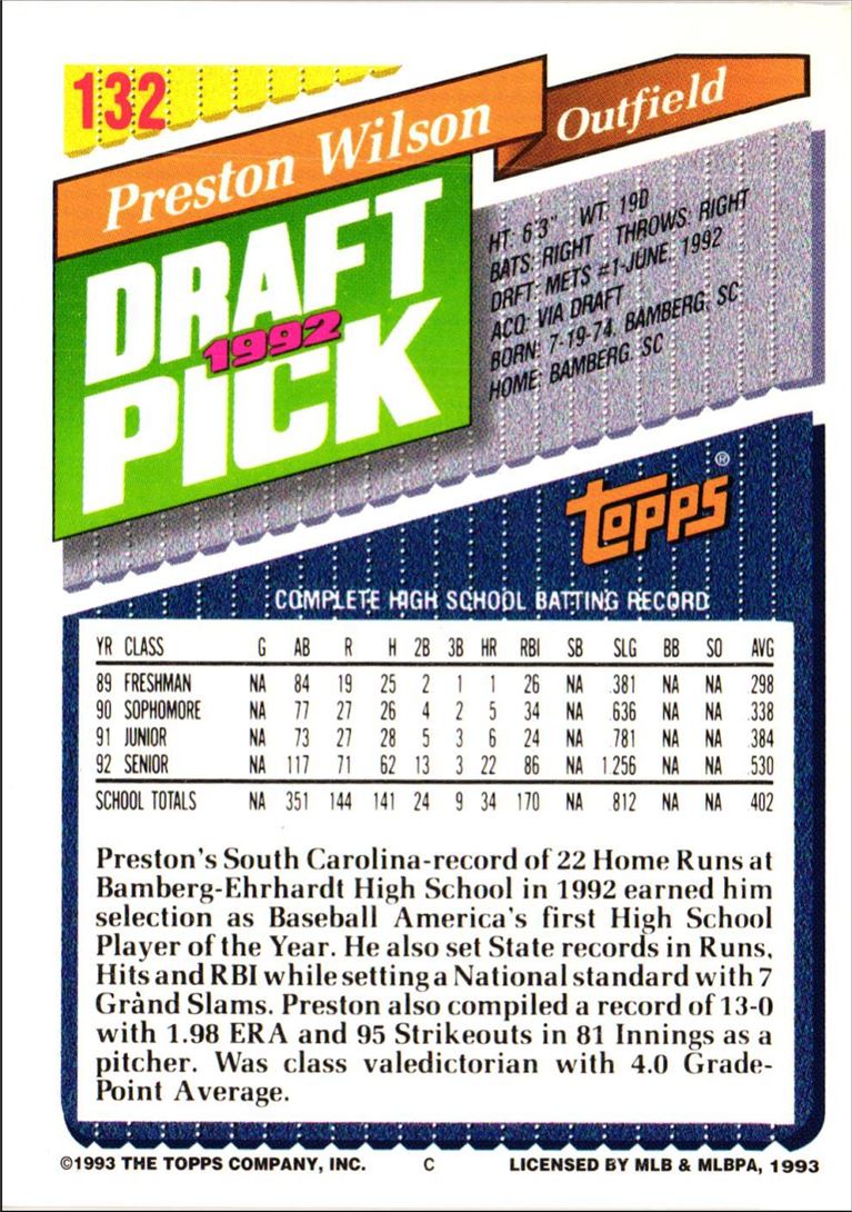 1993 Topps Preston Wilson